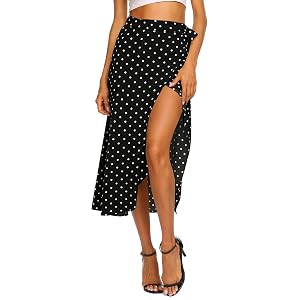Newchoice Women's Boho Leopard Skirt High Low Split Summer Beach Midi Wrap Skirts