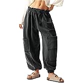 SOLY HUX Women's Baggy Cargo Sweatpants Drawstring Elastic Waist Casual Joggers Pants with Pockets