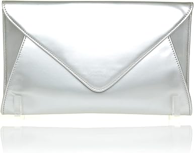 silver patent clutch bag