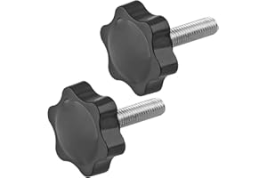 LifCratms M8 x 30mm Thread Star Knob 2Pcs, Plastic Hex Shaped Clamping Knob Handle Hand Tightening Screw for Umbrella Base Replacement