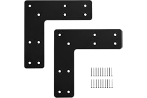 XZWMY 10x10 L Post Bracket 2PCS, L Flat Mending Plate for Wood 4x4,6x6 Lumber, Black Powder Coated Heavy Duty Pergola Brackets,L Beam Bracket, L Truss Bracket,L Shape Post to Beam Connectors…