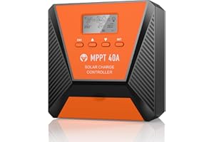 TOPBULL 40A MPPT Solar Charge Controller 12V/ 24V Solar Panel Charge Controller Intelligent Regulator for FLD/LiFePO4/SLD/GEL/AGM with Dual USB Port Auto Parameter LCD Display and Timer Setting ON/Off Hours