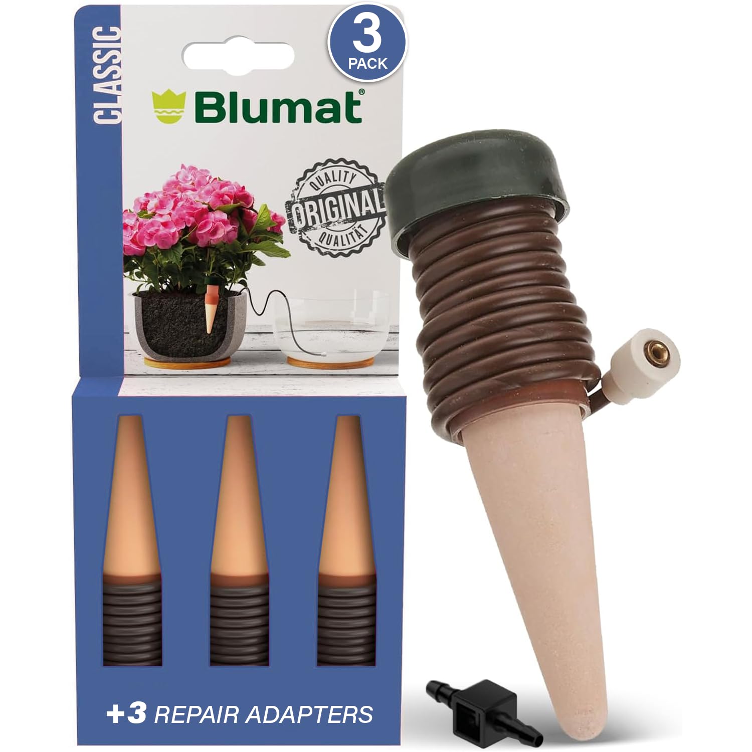 Blumat Classic Plant Watering Stakes with Adapters