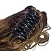 SWACC 24-Inch Long Messy Curls Claw Clip Ponytail Extensions - Synthetic Drawstring Curly Hairpiece Jaw Clip Hair Extensions (12#-Light Brown)