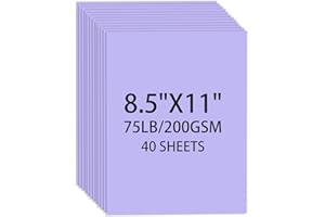 Cardstock 8.5 X 11, 40 Sheets, Light Purple Card Stock, 75lb/ 200gsm Copy Paper, Cardstock Printer Paper For Art, Drawing, In