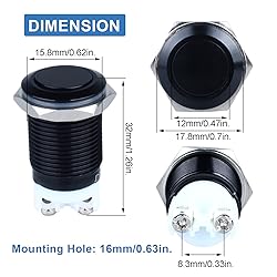 DMWD 2-Pack 16mm Latching Metal Push Button Switch