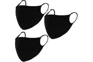 BEATBASIC Black Cloth Face Mask 3 Pack,Washable, Reusable and Breathable Face Covering with Nose Wire and Adjustable Ear Protection Loops for Adult & Teens