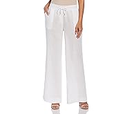 Cubavera Women's Wide Leg Drawstring Linen Pant
