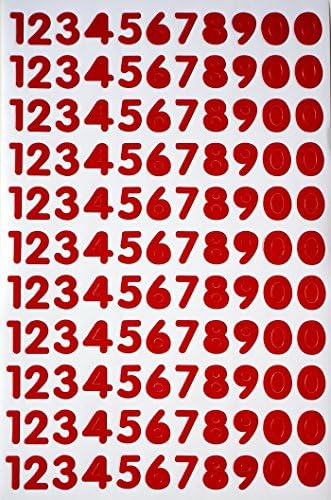 "10 Sheets" "0.7 Inch" Numbers Sticker Decal Graphic Logo Sign Office Car Red