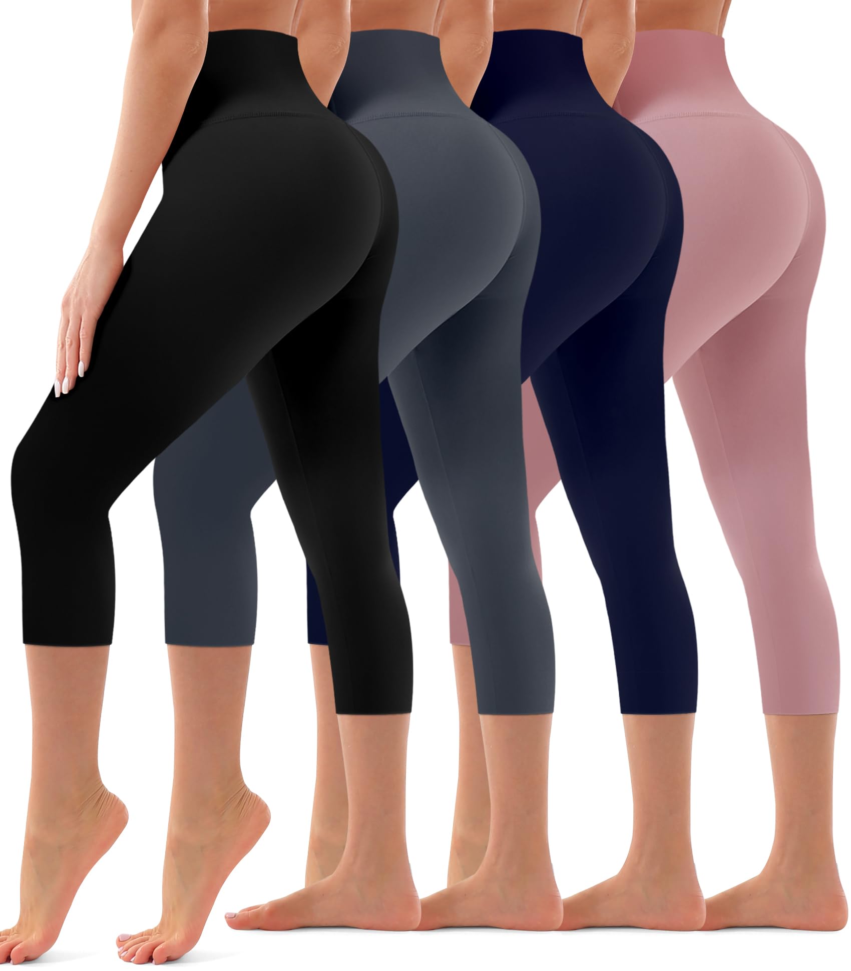 Photo 1 of 4 Pack Leggings for Women Butt Lift High Waisted Tummy Control No See-Through Yoga Pants Workout Running Leggings