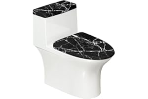 Kathyboom Toilet Lid Cover with Elastic Edge Water Resistant Toilet Seat Covers Durable Reusable Toilet Tank Lid Cover for Hotel Home Toilet Keep Toilet Clean(Black Marble Crack)