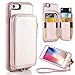 ZVE Case for Apple iPhone 6s and iPhone 6, 4.7 inch, Leather Wallet Case with Credit Card Holder Slot Zipper Wallet Pocket Purse Handbag Wrist Strap Case for Apple iPhone 6 / 6s - Rose Gold