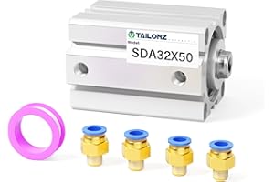 TAILONZ PNEUMATIC 32mm Bore 50mm Stroke Pneumatic Small Thin Cylinder Aluminum Pneumatic Air Cylinder SDA32-50