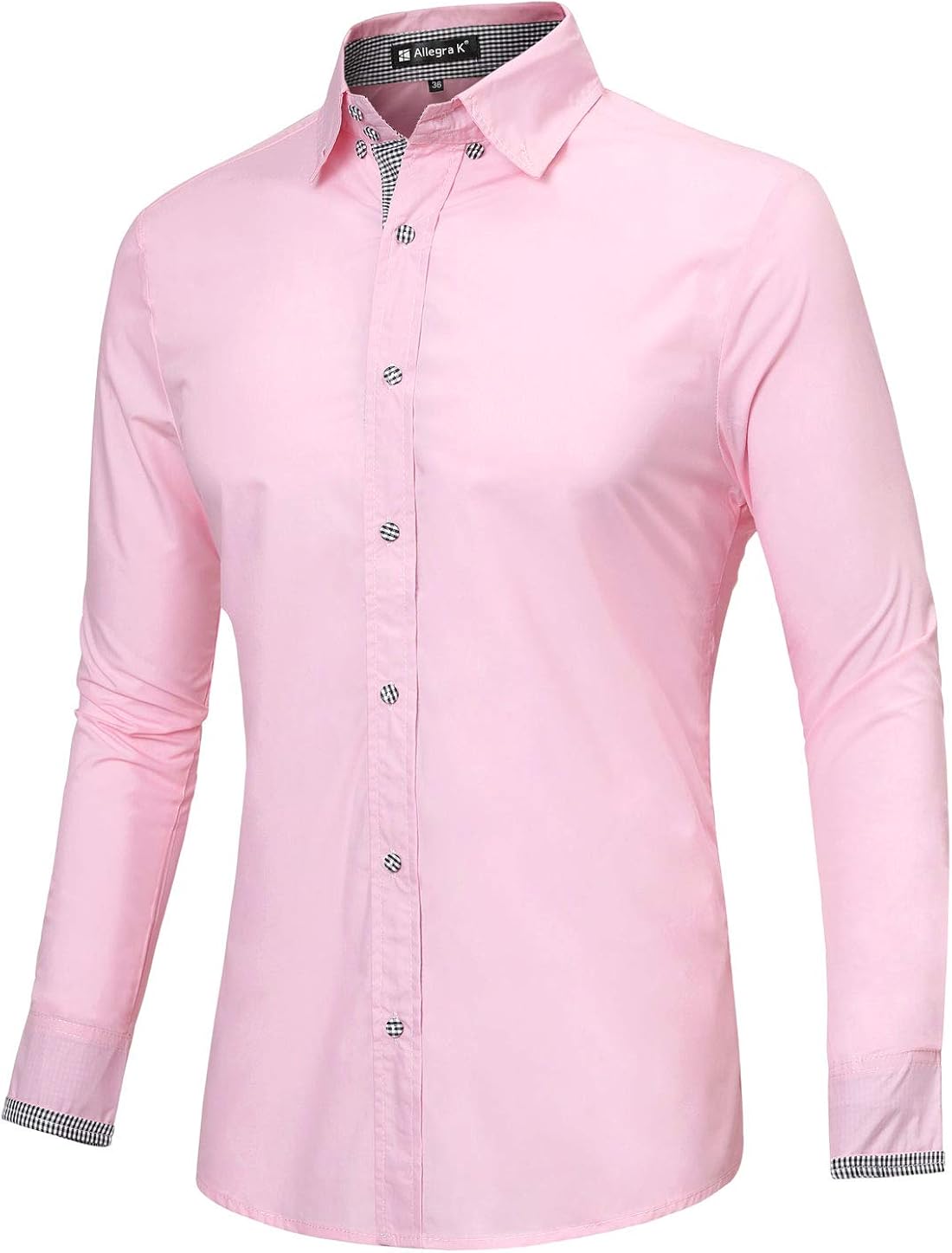 uxcell Mens Button Down Point Collar Long Sleeve Plaids Detail Shirt