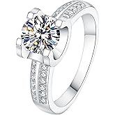 Psiroy 925 Sterling Silver Plated Simple Round Cut Cubic Zirconia Wedding Band CZ Stackable Promise Engagement Ring for Women