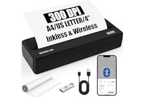 Rongta Inkless Portable Printer for Travel, Wireless Thermal Printer Support 8.5 x 11 inch A4/ US Letter, Bluetooth Compatible with Android/iOS Smartphone for Home Use (Grey)