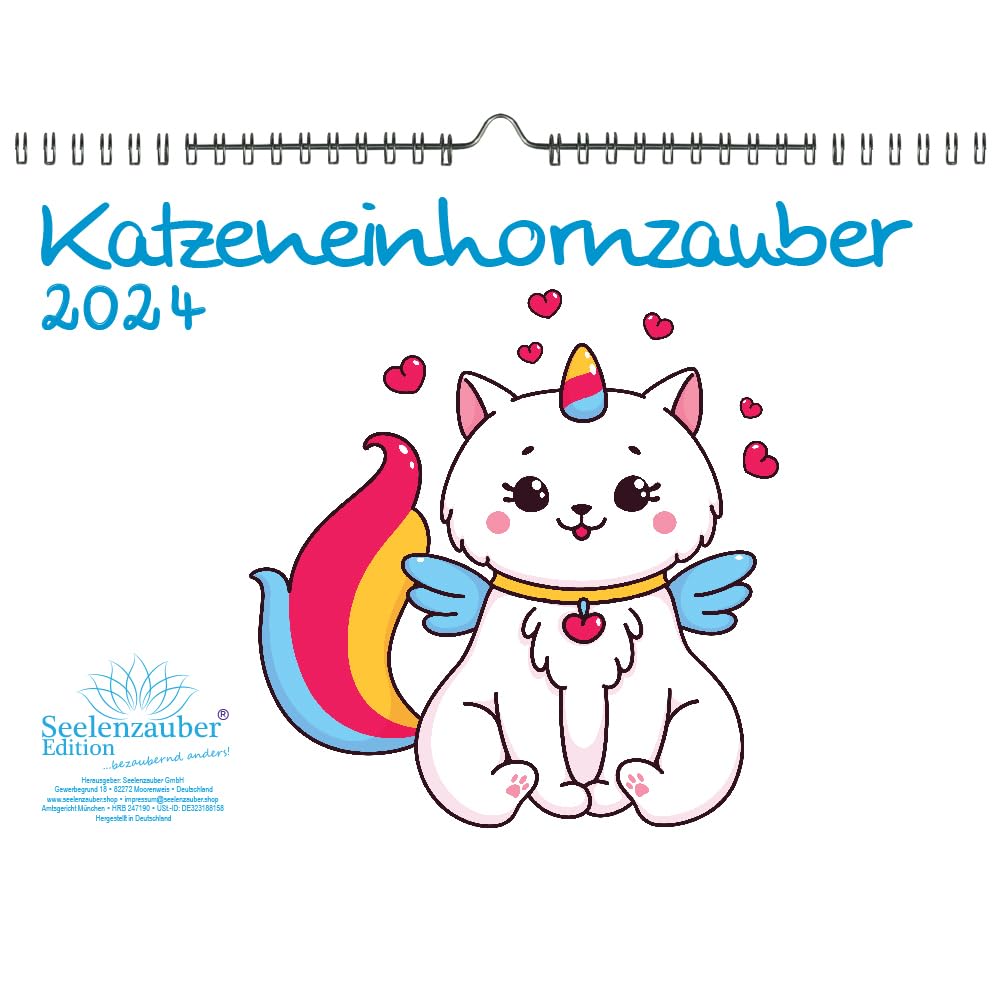 Cat Unicorn Magic DIN A4 Calendar for 2024 Cats Unicorns Cat Babies Seelenzauber