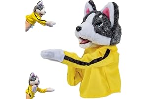 PUREADEE Kung Fu Dog & Husky Interactive Toy - Boxing & Tricky Hand Puppet Action, Plush Stuffed Husky with Kung Fu Gloves - Perfect Children's Game & Gift Idea!