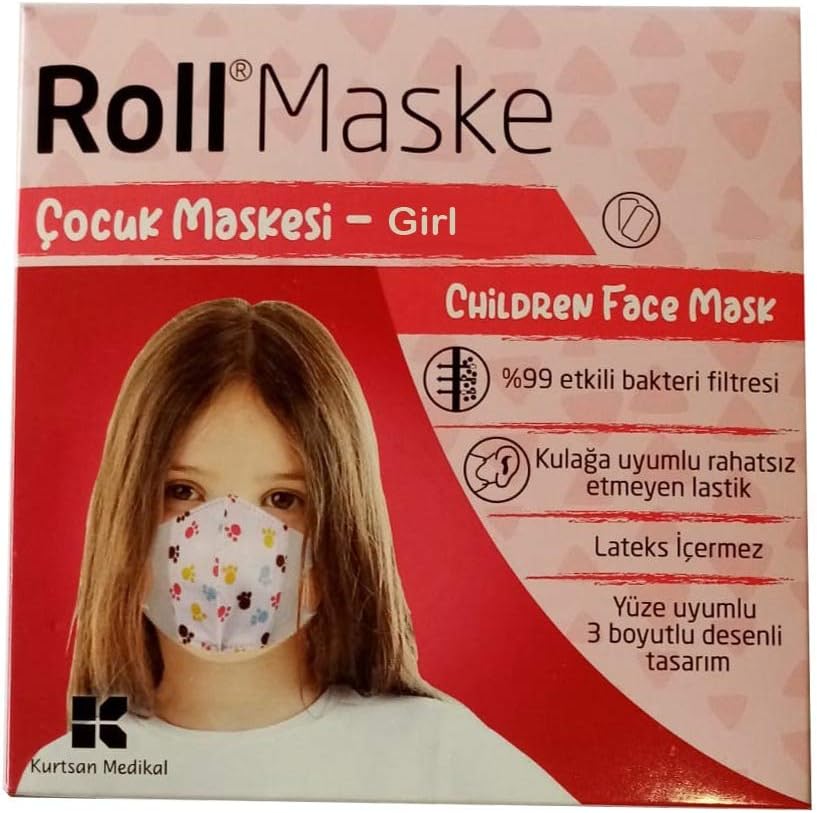 Basic Procedure Face Masks with Earloops, Polypropylene, Latex Free, for kids 5 piece (girl)