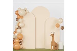 FANPROMS Wedding Arch Cover Beige 5ft 6ft 7ft Spandex Arch Backdrop Cover Set of 3 Balloon Arch Cover Backdrop Fabric for Banquet Chiara Arch Backdrop Stand Cover for Bridal Shower Party Decorations