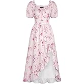 Scarlet Darkness Renaissance Dress Women Cottagecore Corset Dress Ruffle Maxi Dress with Pockets