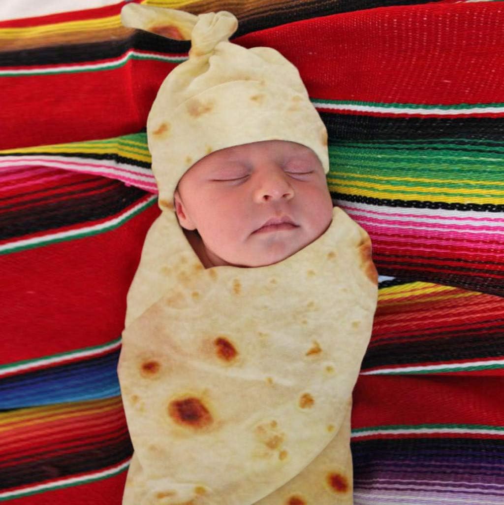 VICCKI Burrito Baby Blanket Flour Tortilla Swaddle Blanket Sleeping Swaddle Wrap Hat