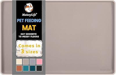 MateeyLife Cat & Dog Food Mat Silicone Anti Slip Waterproof Taupe 61x40cm