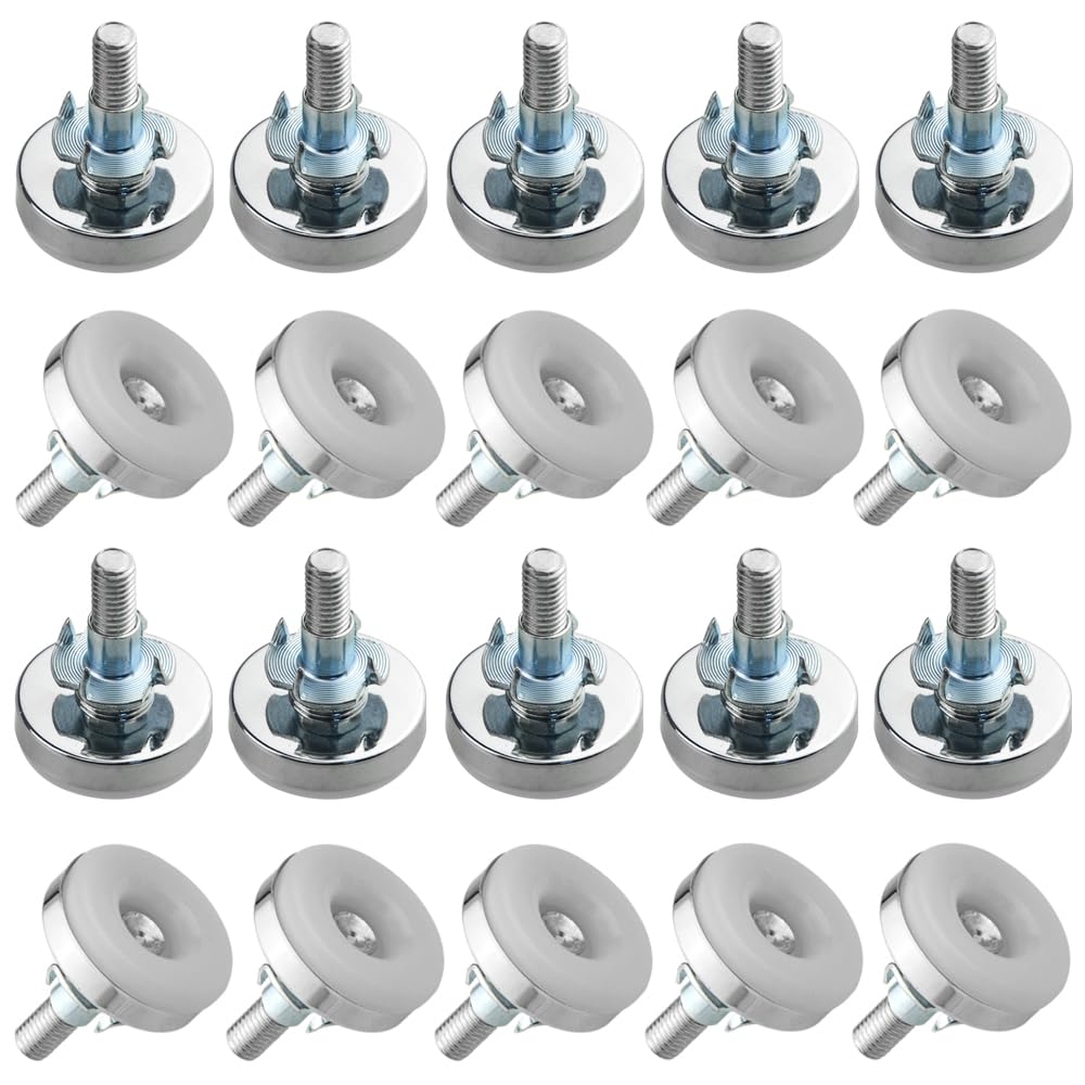 TOVOT 20PCS Adjustable Feet with Nuts M8 Table Feet Furniture Feet Screw-on Leveling Feet for Furniture Cabinet Chair(35×40MM)
