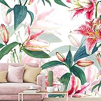 Wall Mural Flowers and Leaves Removable Self-Adhesive Wallpaper Wall Decoration for Bedroom Living Room - 66x96 inches