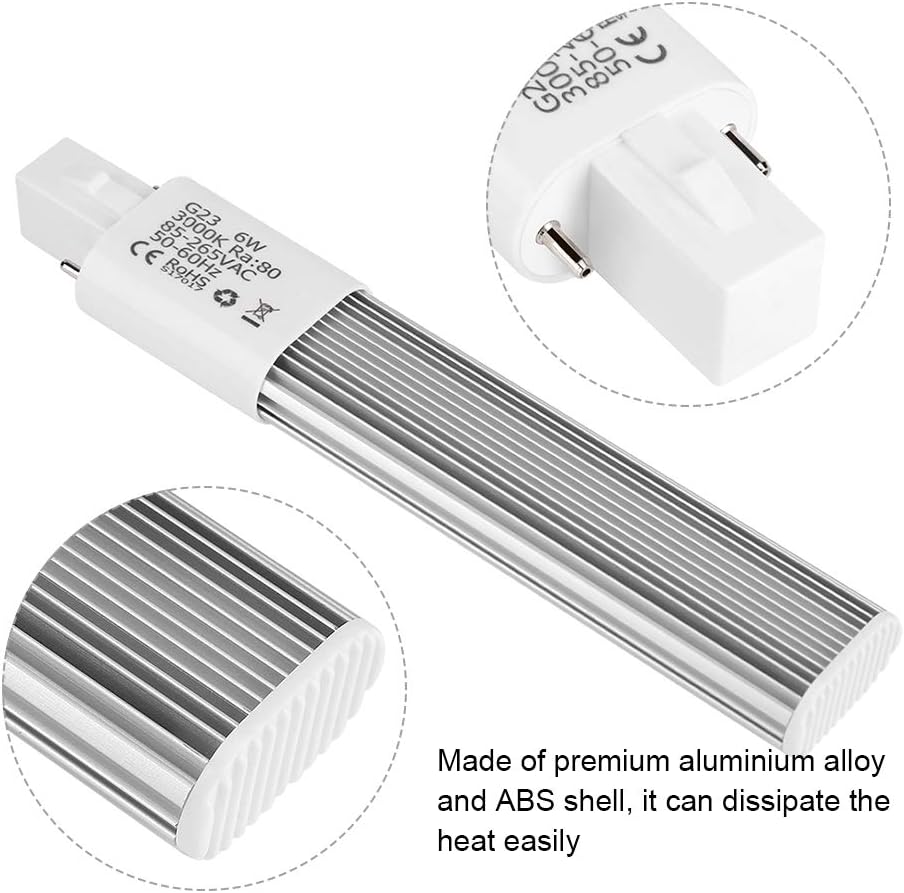 Zerodis Light Bulb 6W 2-Pin LED Compact Lamp Fluorescent Lamp G23/GX23 Base 3000K Horizontal Recessed Tube Light Bulb(Warm White G23) - Image 4