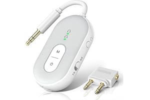 Wothfav Bluetooth 5.3 Wireless Audio Transmitter & Receiver, 3.5mm AUX Adapter, Supports 2 AirPods or Headphones, 25+ Hr Battery Life, Airplane Bluetooth Adapter for Travel, Flight, TV, Car & Gym
