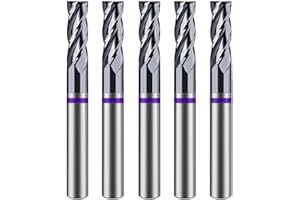 VIERDWIN 1/4" Carbide Square End Mill 4 Flute (5-Pack) - CNC Router Bits for Aluminum, Stainless Steel, Brass - 1/4" Shank, 5/8" Cut, 2-1/2" OAL - High Precision CNC & Engraving