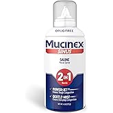 Mucinex Sinus Saline Nasal Spray & Sinus Rinse, Drug-Free, Additive Free, Non-Drowsy Nasal Irrigation with 2-in-1 Jet + Mist