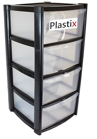 Large 4 Tier Drawer Plastic Draw Storage Trolley Tower Unit Home