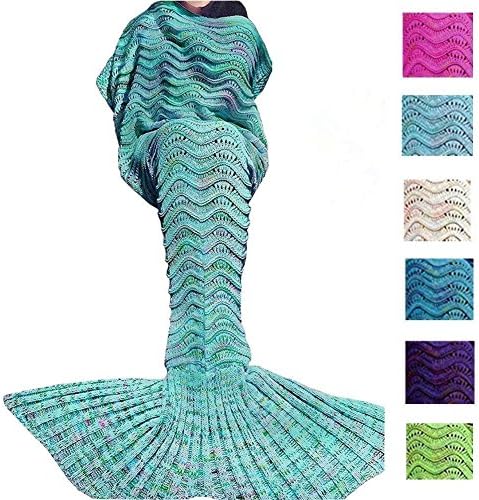 Mermaid Tail Blanket For Kids Girls Adult Best Birthday Gift ,Super Soft and Warm 100% Made of Cashmere-like 74''x35'' Green