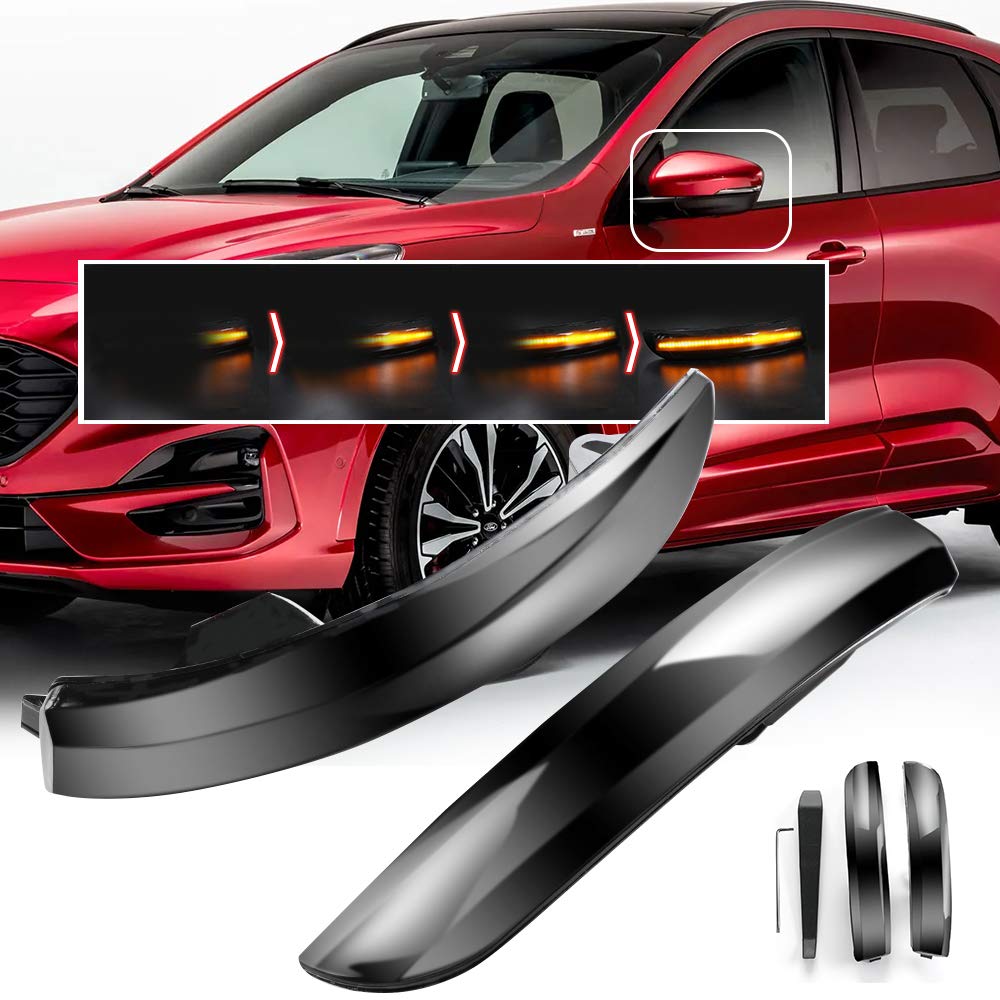 Flowing Sequential Turn Signal Light LED Side Wing Rearview Side Mirror Lamp 2PCS Dynamic Indicator Blinker Light for Fo rd Kuga Escape 2013-2018