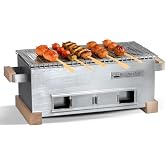 The Bincho Grill 16" Mini Yakitori Grill &ndash; Stainless Steel Mini Tabletop Charcoal BBQ with Charcoal Box, Optimized Airflow &amp; Cool-Touch Base - Perfect for Japanese Grilling, Skewers, Meat, Seafood