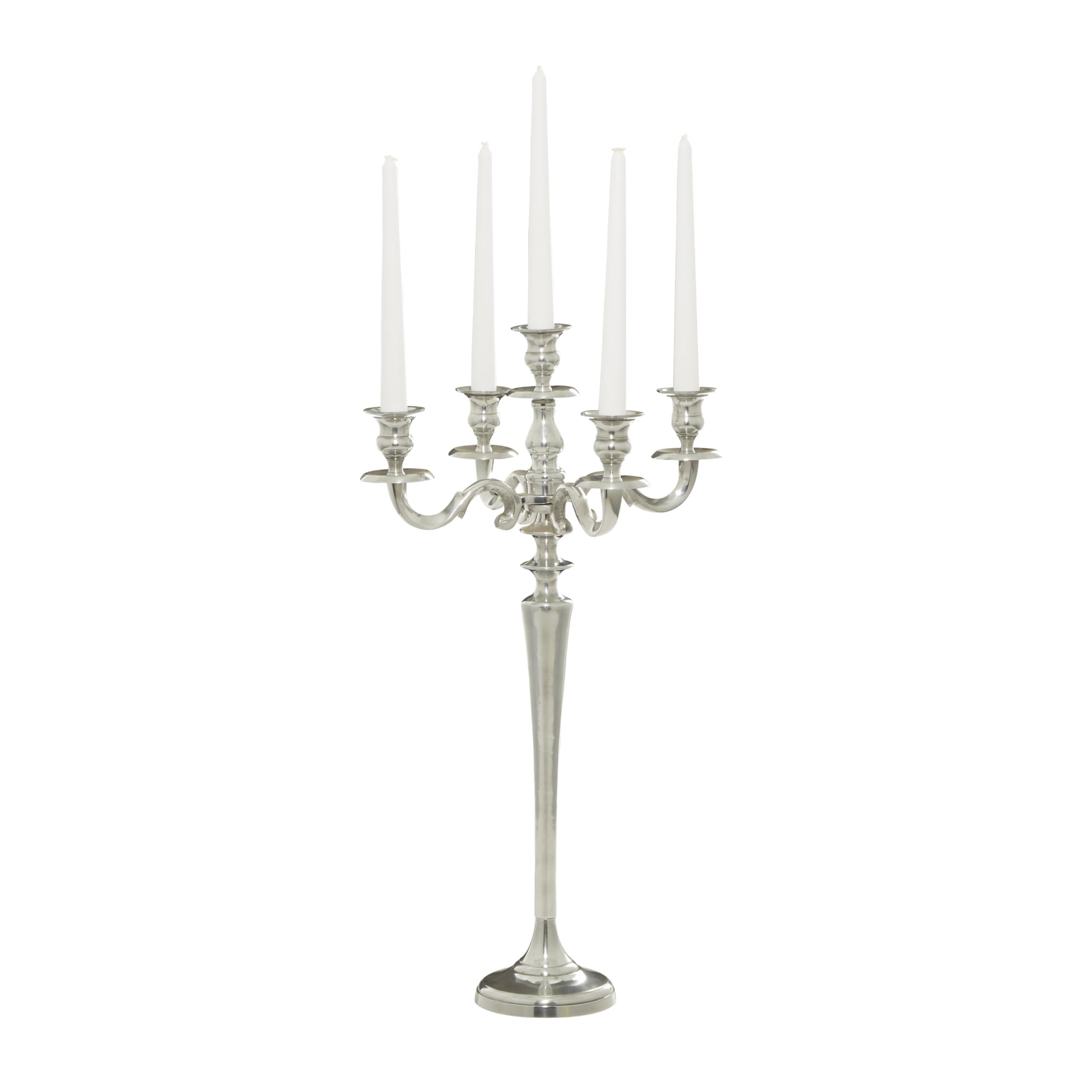 Photo 1 of Deco 79 Aluminum Metal Scroll Tall Candelabra, 10" x 10" x 24", Silver