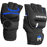Meister Elite 1lb Weighted Gloves for Cardio &amp; Heavy Hands - Black | Ergonomic open-palm one pound gloves to boost workout intensity for shadow boxing, running, walking, cycling &amp; more