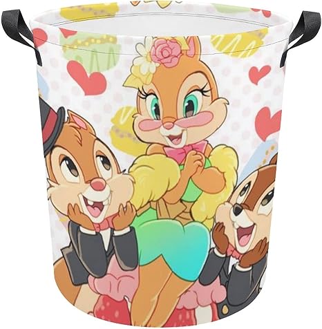 Amazon Zarker チップ デール ランドリーバスケット ランドリーかご 洗濯かご 収納バッグ 取っ手付き 防水 大容量 取っ手付き 雑物収納 折りたたみ スリム おしゃれ 人気 キャラクター かご バスケット オンライン通販
