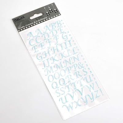 Italian Options 15mm Script Blue Glitter Self Adhesive Alphabet Letters