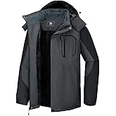 CAMEL CROWN Men's Ski Snow Jacket Waterproof Winter Snow Coat Windproof Warm Fleece Lining Hooded Parka Rain Jacket