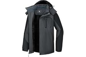 CAMEL CROWN Men's Ski Snow Jacket Waterproof Winter Snow Coat Windproof Warm Fleece Lining Hooded Parka Rain Jacket