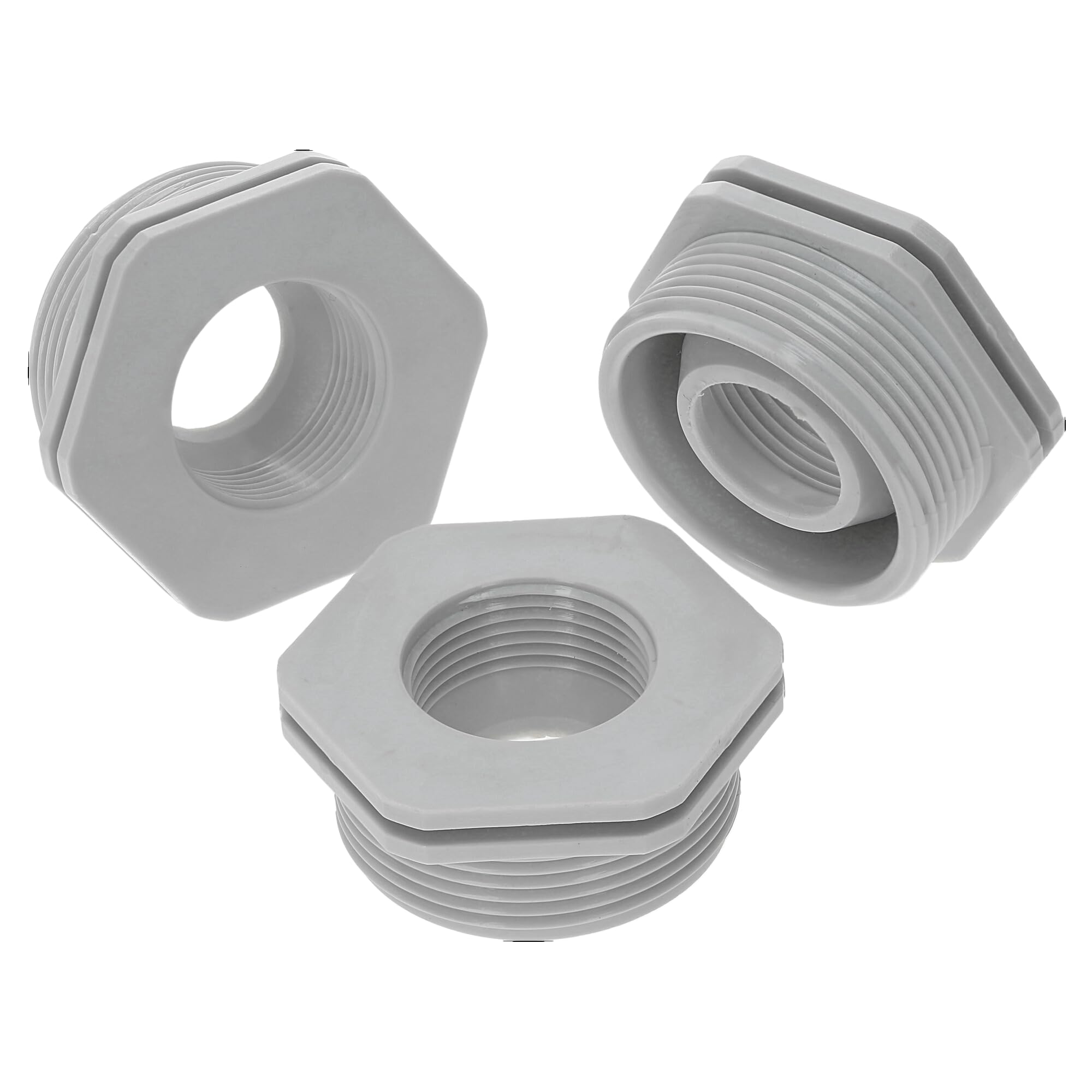 Kalitec G6292003 Reduction PG29/PG16 Plastic Light Grey I Reducer Cable Gland Hexagonal I PG16 Female Thread I PG29 Male Thread I IP68 Pack of 3