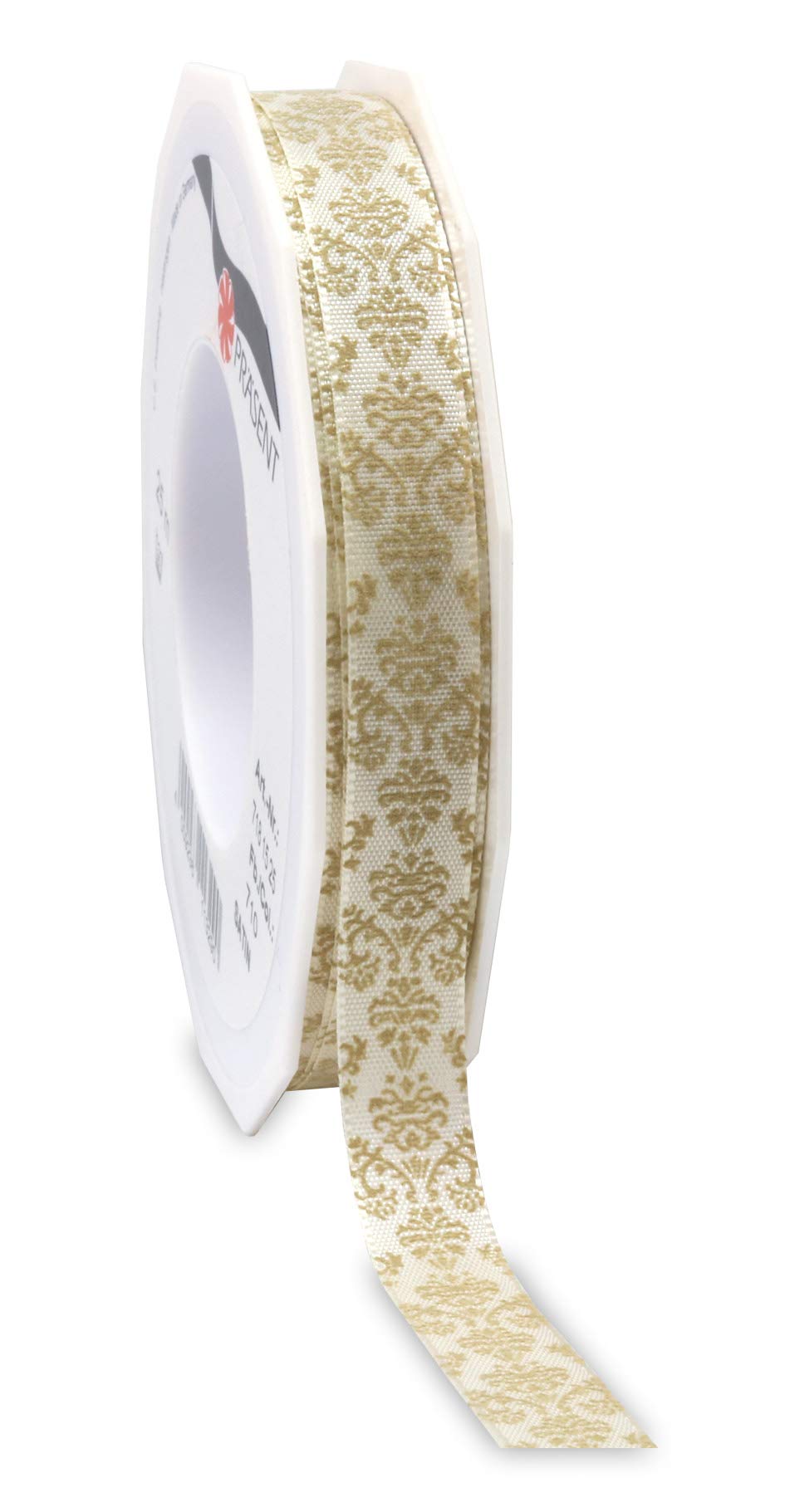 Präsent - Bozen Printed Ribbon Cream 15 Mm Width, 20 M Length