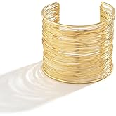 MIFYNN Gold Cuff Bracelet for Women Multi Layer Winding Gold Silver Bracelet Adjustable Open Cuff Bracelet Fashion Wide Face Open Bangle Jewelry