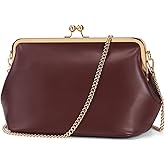 CATSEA Women's Kiss Lock Crossbody Bag PU Medium Handbags Kiss Clasp Crossbody Shoulder Bags Tote Purse Messenger Handbag