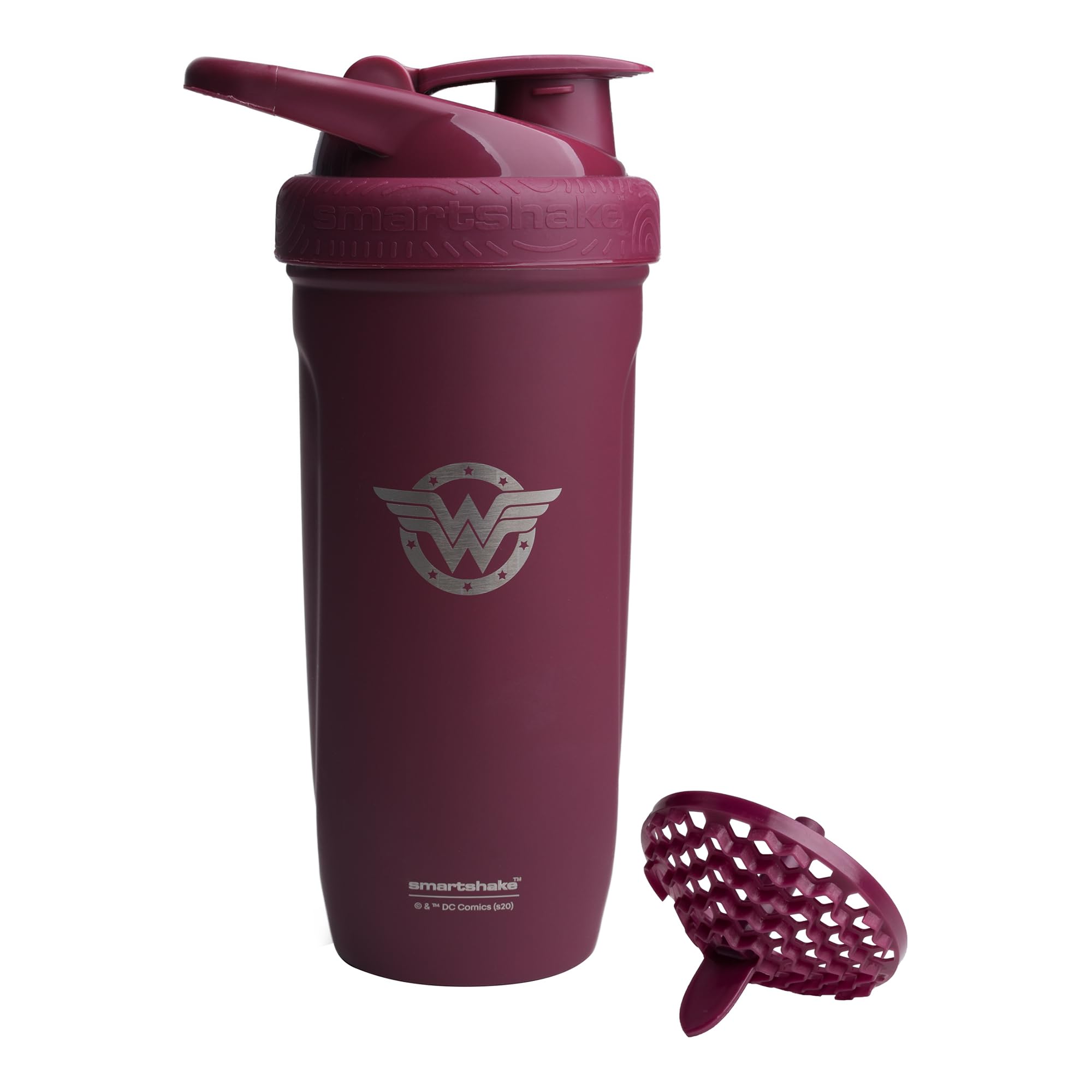 Smartshake Justice League Reforce Shaker Bottle 900ml, DC Comics Stainless Steel Protein Shaker Water Bottle, Leakproof Water Shaker Cup, Supplement Shaker for Sport & Gym, BPA-Free, Wonder Woman