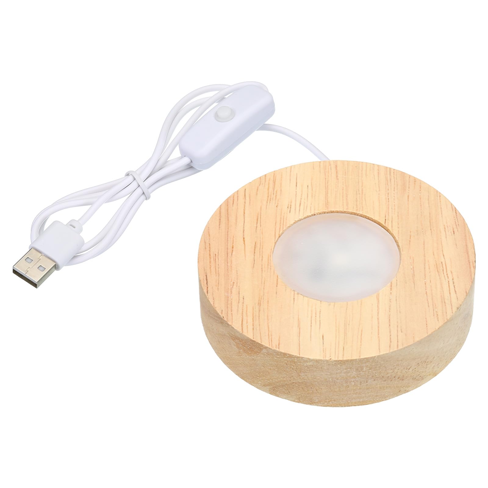 PATIKIL 3.1 Inch Wooden LED Light Base, Wood Light Display Base Stand Lighting with Switch for 3D Crystal Glass Aroma Stone Art, Colorful Light