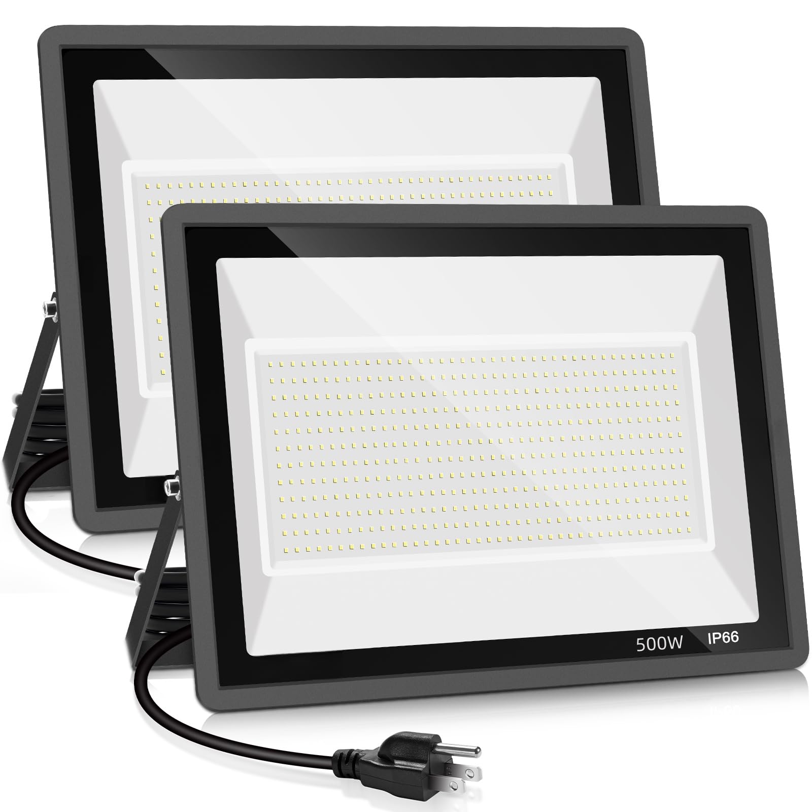 Photo 1 of *************THIS IS ONLY 1 OF THEM************
YANYCN 2 Pack 500W LED Flood Light Outdoor,2750W Equivalent Super Bright FloodLight with Plug,58600LM 5000K Daylight White IP66 Waterproof Commercial Lighting for Sports Fields,Counts,Arena,Stadium